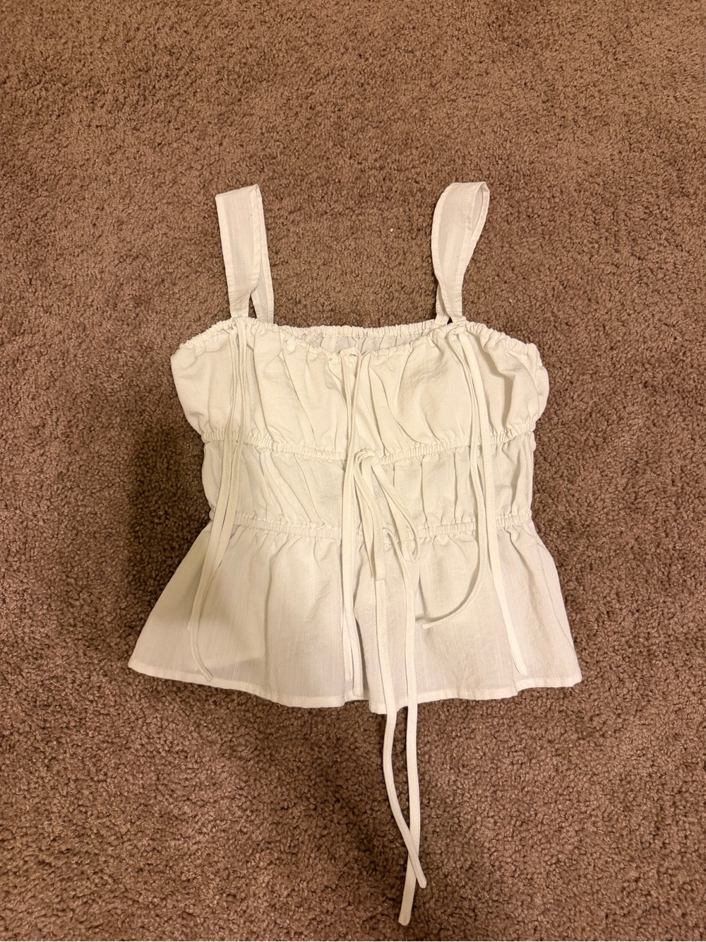 Cider White Smocked Tie-Front Camisole